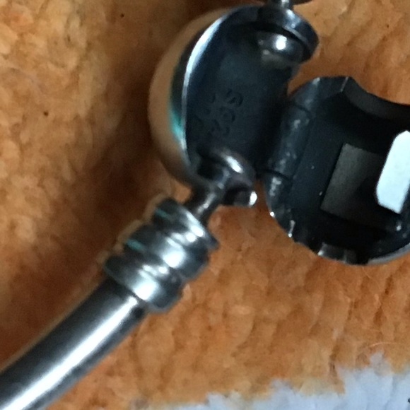 PANDORA Moments 925 Silver Logo Ball Charm Bangle Bracelet RARE DISCONTINUED - Picture 3 of 5